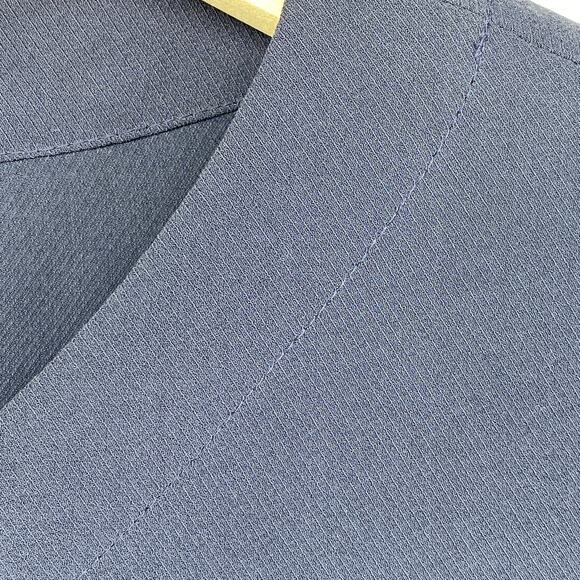 EILEEN FISHER Top S 90s Silk Twill Blouse One Button Long Sleeve Blue Vintage - Picture 8 of 14